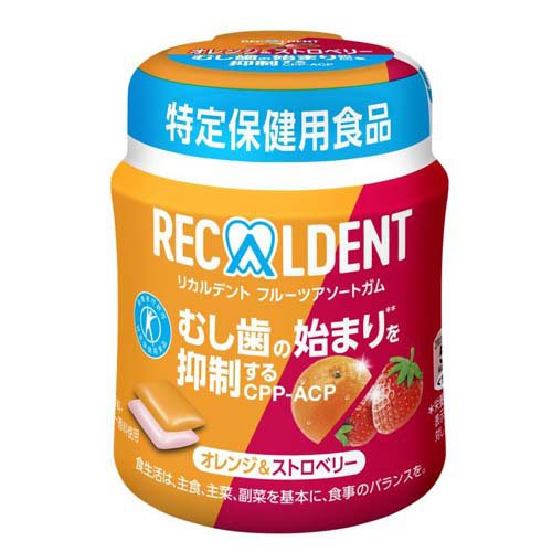 リカルデント フルーツアソートガム オレンジ＆ストロベリー ボトル(135.2g)