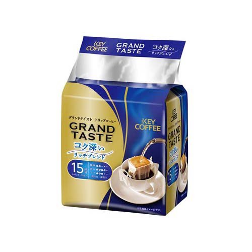 キーコーヒー ドリップバッグ グランドテイスト コク深いリッチブレンド(6g*15袋入)