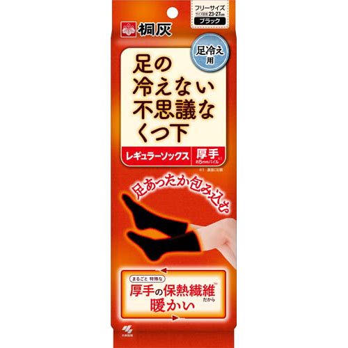 足の冷えない不思議なくつ下 レギュラーソックス 厚手 ブラック フリーサイズ(1足)