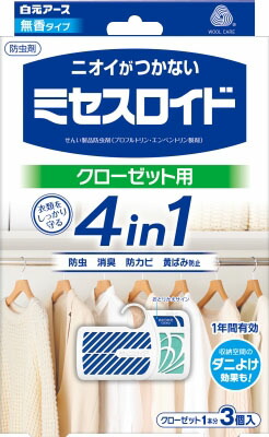 ミセスロイド クローゼット用3個入 1年防虫