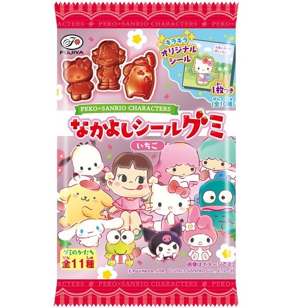不二家 ペコXサンリオキャラクターズなかよしシールグミ 苺 6粒