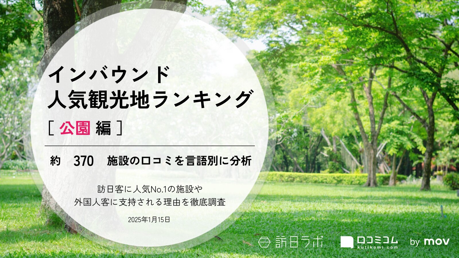 【2025年最新】 インバウンド人気観光地ランキング［公園 編］ 370スポットから選ばれたNo.1は？