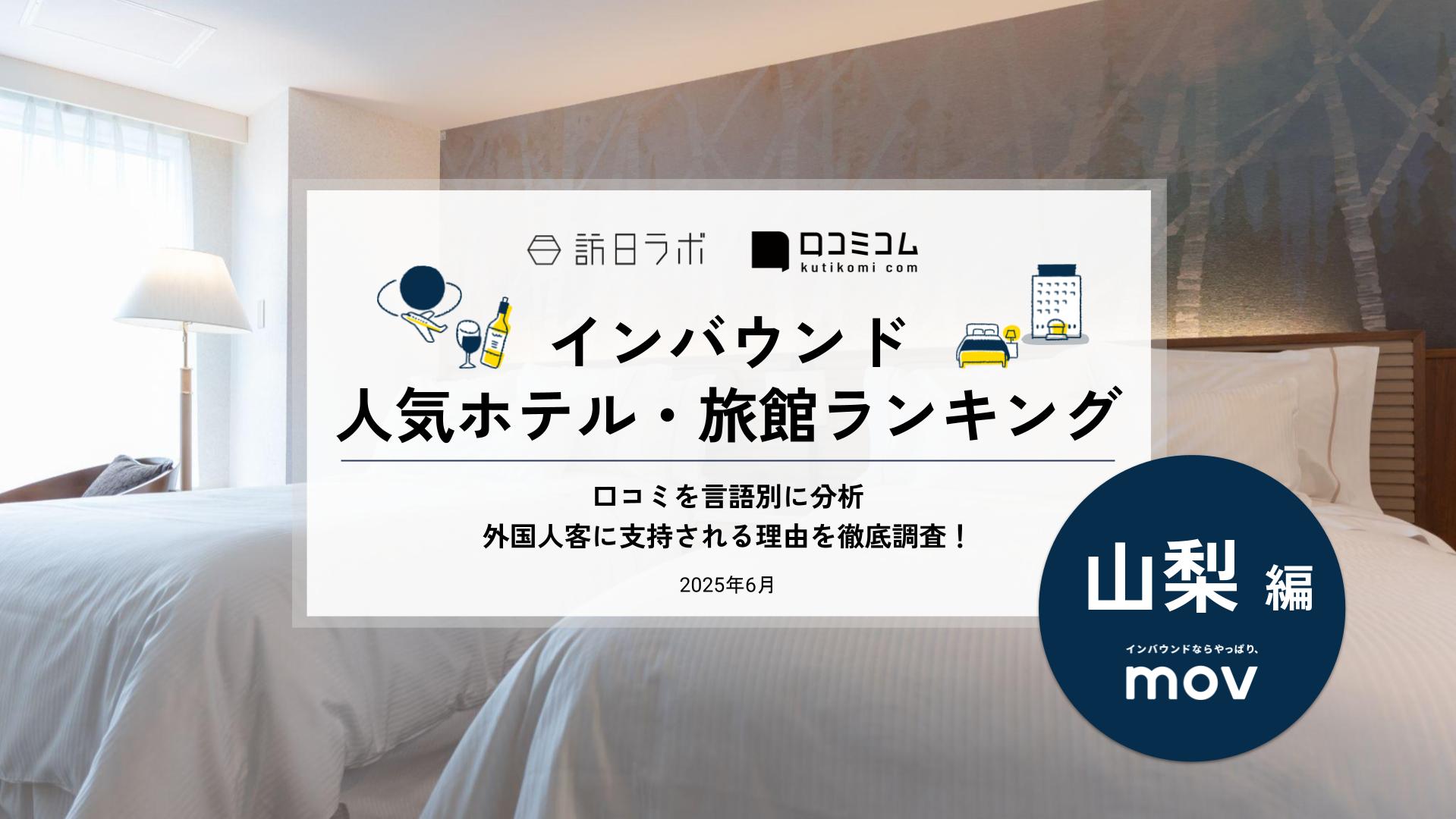 【2025年最新】 インバウンド人気ホテル・旅館ランキング［山梨編］ いま訪日客に人気のNo.1は？