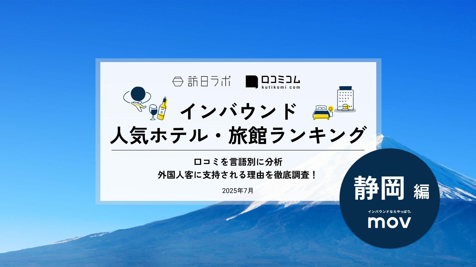 【2025年最新】 インバウンド人気ホテル・旅館ランキング［静岡編］ いま訪日客に人気のNo.1は？