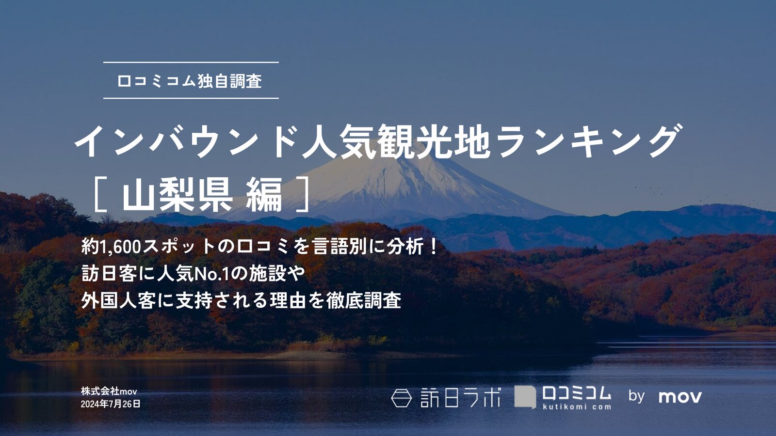 【2024年最新】 インバウンド人気観光地ランキング［山梨県編］ 1,600スポットから選ばれたNo.1は？
