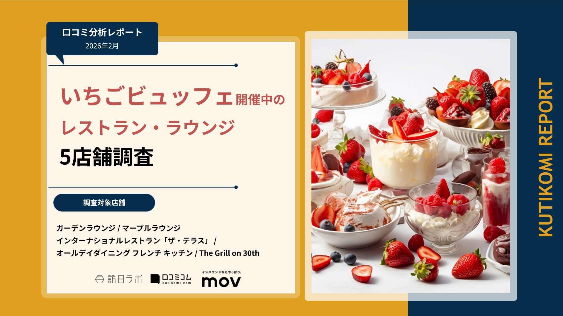 【口コミ分析レポート】いちごビュッフェ開催中のレストラン・ラウンジ 5店舗調査