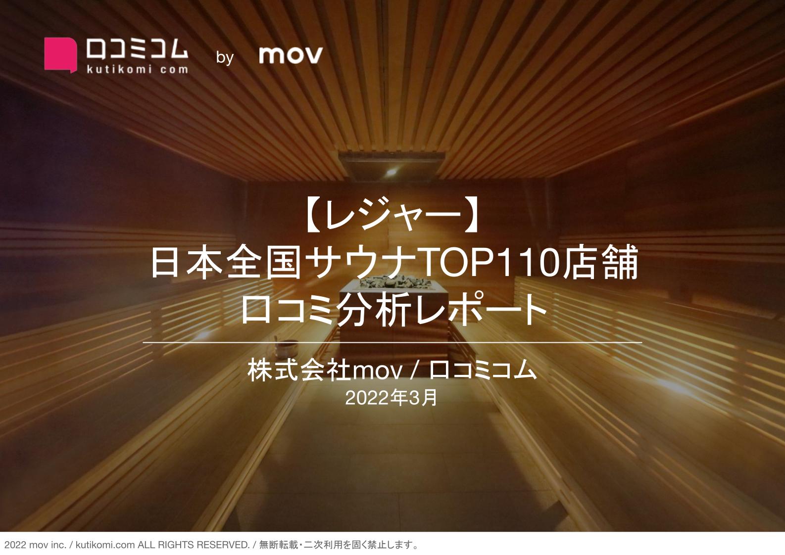 日本全国サウナTOP110店舗 口コミ分析レポート